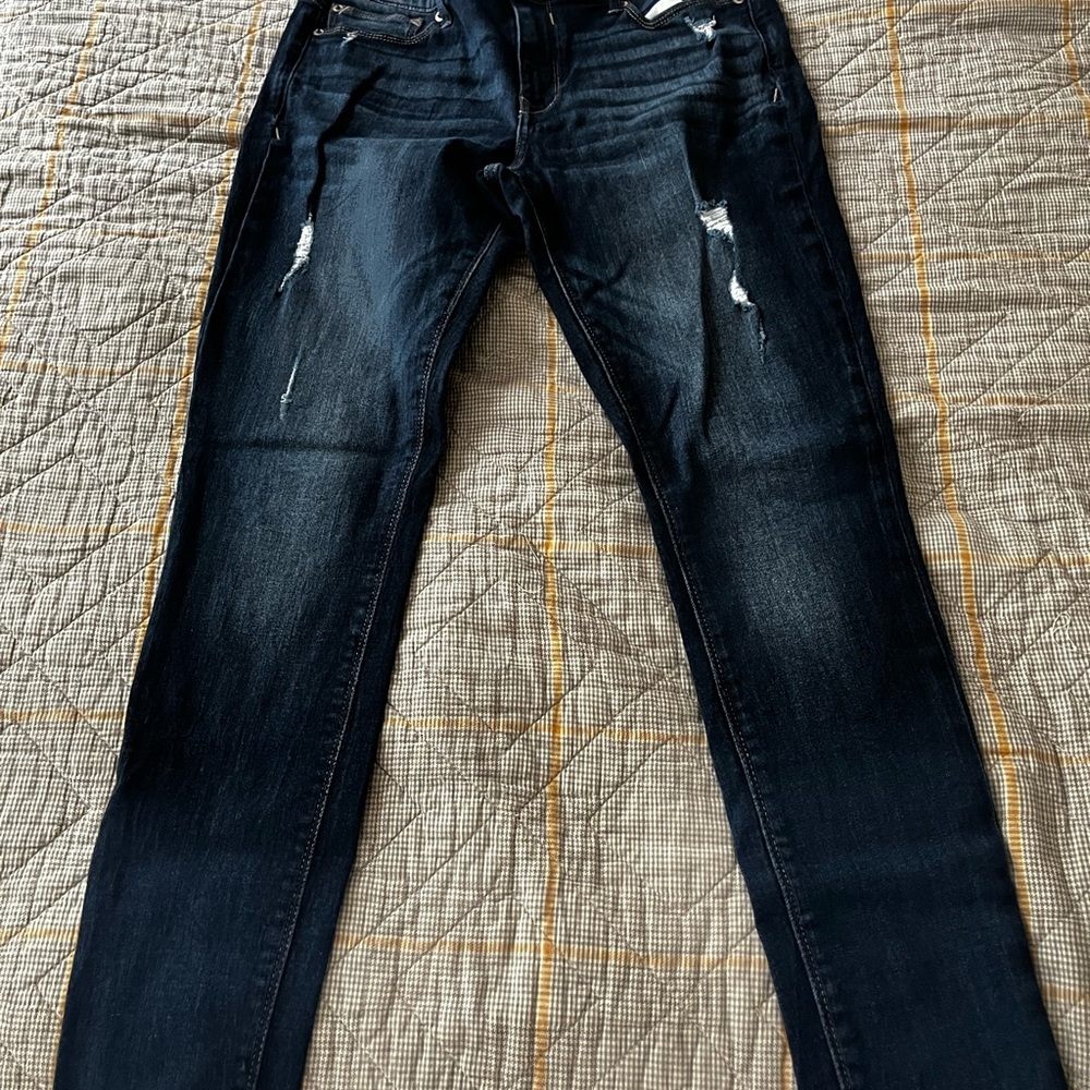 Express Blue Skinny Jeans with Authentic Fading